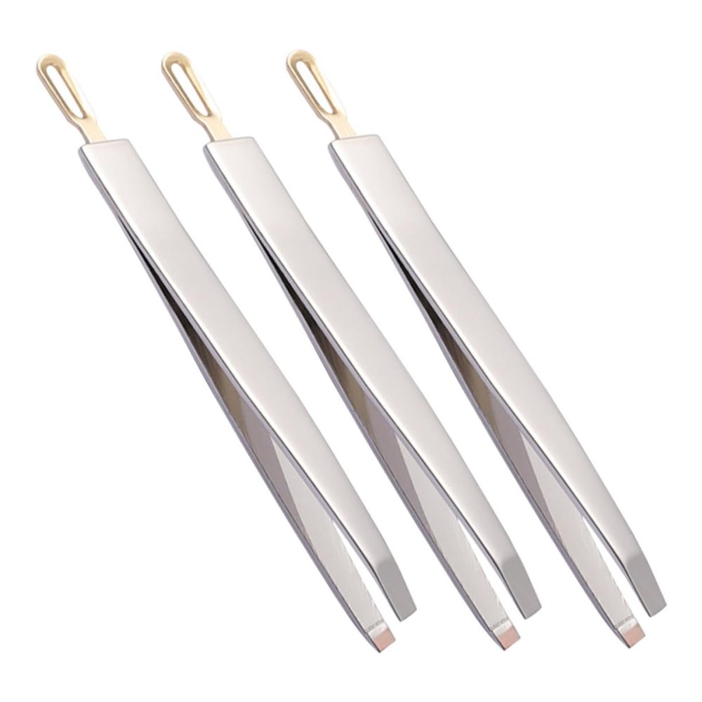 WOONEKY Stainless Steel Eyebrow Tweezers 3pcs Precision Slant Clips for Hair Removal and Facial Grooming Suitable for Eyebrow and Eyelash Shaping