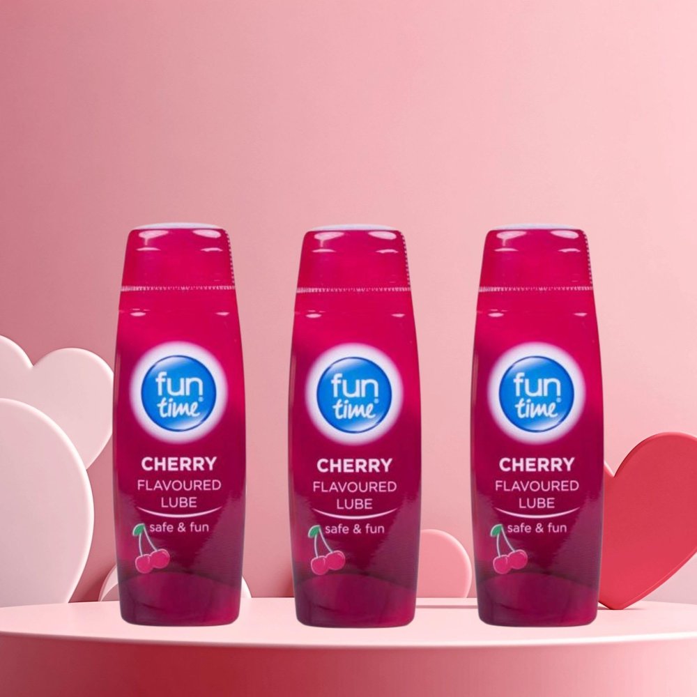 3 x Cherry Flavoured Sex Lube Fun Time Play Lubrication Water Based Lube 75ml