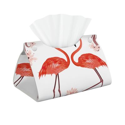 Flamingos Lotus Tissue Box Cover, Tissue Box Holder, Facial Box Cover for Storage on Bathroom Vanity, Countertop, Bedroom Dresser