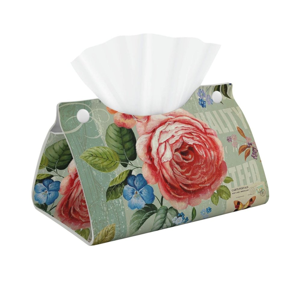 European Style Flower Tissue Box Cover, Tissue Box Holder for Tabletop Desk, Decorative Box Covers, Accessories for Home Car Office