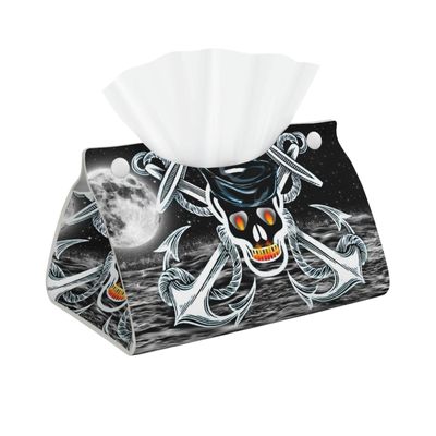 Galaxy Sky Anchor with Skull Tissue Box Cover, Facial Tissue Holder, Decorative Napkin Dispenser Organizer for Car, Home, Office Accessories