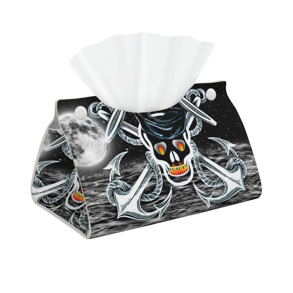 Galaxy Sky Anchor with Skull Tissue Box Cover, Facial Tissue Holder, Decorative Napkin Dispenser Organizer for Car, Home, Office Accessories