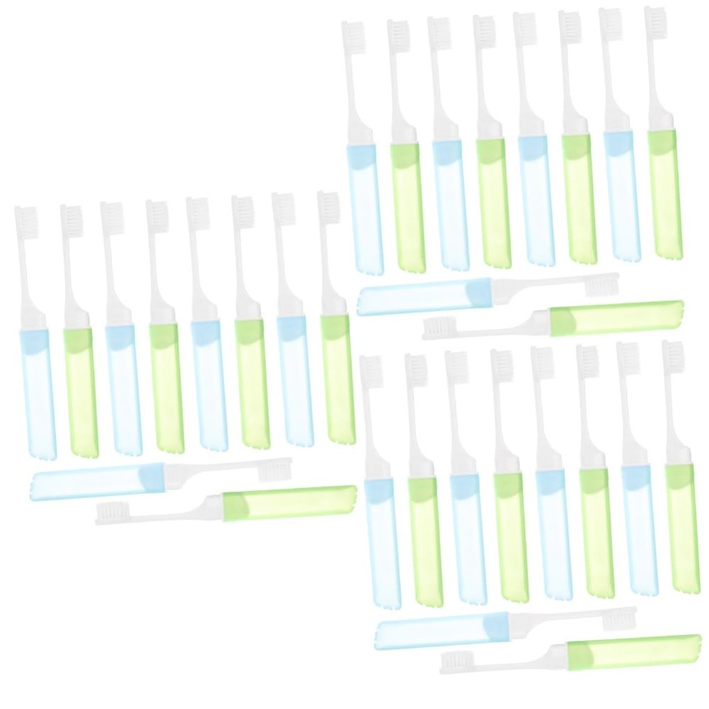 KOMBIUDA 30pcs Folding Toothbrushes Portable Travel Toothbrushes Soft Bristles for Travel The Go and Household Use