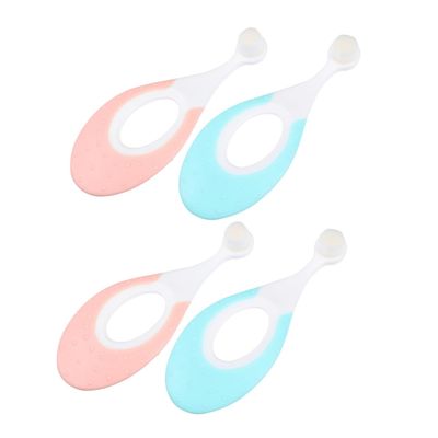 BCOATH Baby Toothbrush 4pcs Set Soft Bristles Infant Toddler Oral Care Training Brush for Newborns with Gentle Gum Protection, Includes Pink Blue for Baby Teeth Cleaning