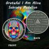 ACGZQY Sobriety Chip, Grateful I Am Alive Skull AA Coin and Medallions Sobriety Coin Recovery Token with Serenity Prayer Sobriety Gifts view 2