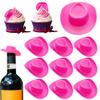 100PCS Toy Cowboy Hat Mini Cap Mirror Ball Accessories Decoration Mini Pink Straw Hat Christmas (PINK) view 1