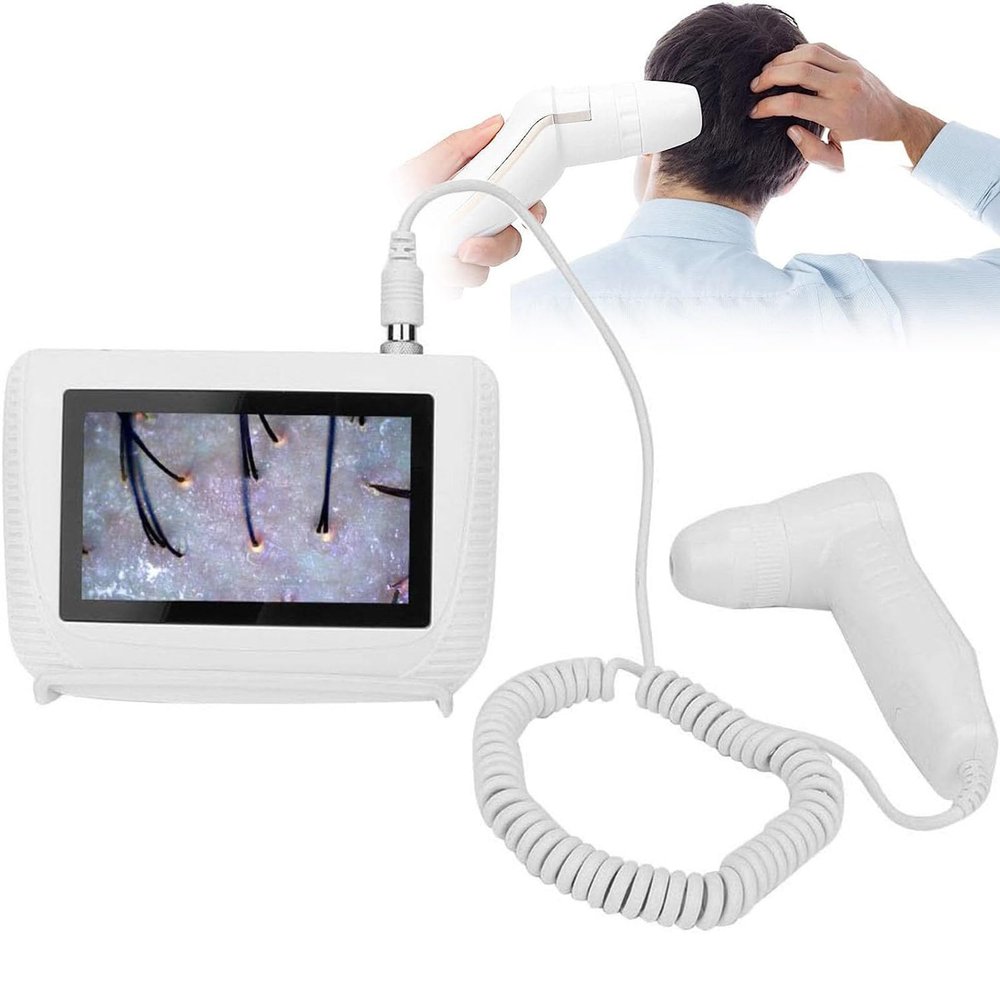 GNbow Skin Diagnosis Hair Analyzer, Hair Follicle Analyzer Machine, 50X 200X Skin Hair Scalp Detector Analyzer Microscope Skin Care Tool, 5-inch Flat-panel Skin and Hair Detector