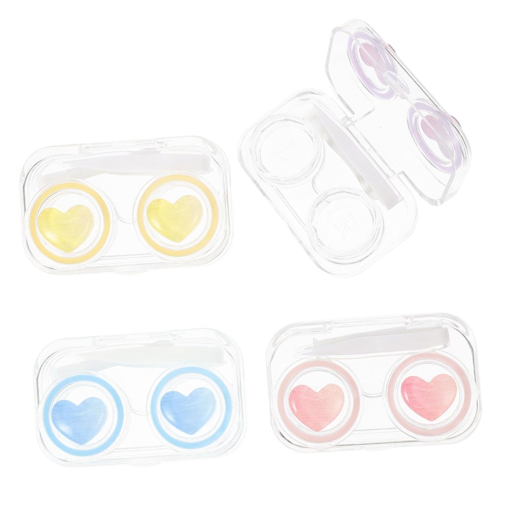 Anneome 4pcs Travel Organizer Case Small Cosmetic Lens Container Material Portable Box for Daily Use