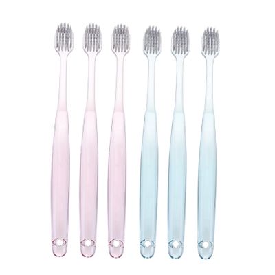 BCOATH Crystal Silver Ion Toothbrush Set, 6pcs Wide Head Soft Bristle Oral Care Toothbrushes for Adults, Travel and Home Use, Green Pink Colors