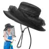 Buerfu Head Net Beekeeping Hat, Bee Keeper Head Covering, Quick-Drying Wide-Brim Summer Sun Protection Mesh Anti-Gnat Hat Face Sunshade Black view 1