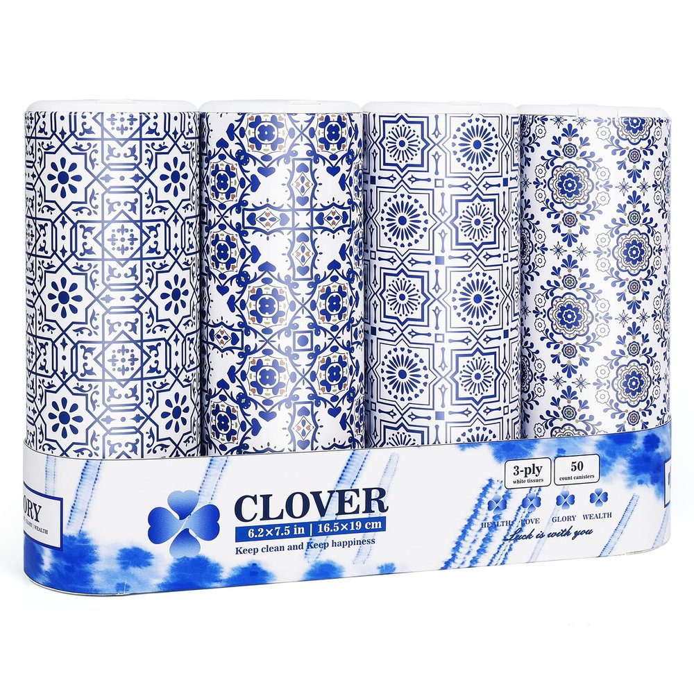 Car Tissue Holder with Facial Tissues Bulk,Travel Tissues, Round Tissue Box for Car, 4 Tubes Car Tissues with Lotion, Paper Towels Holder for car,Car tissues Cylinder