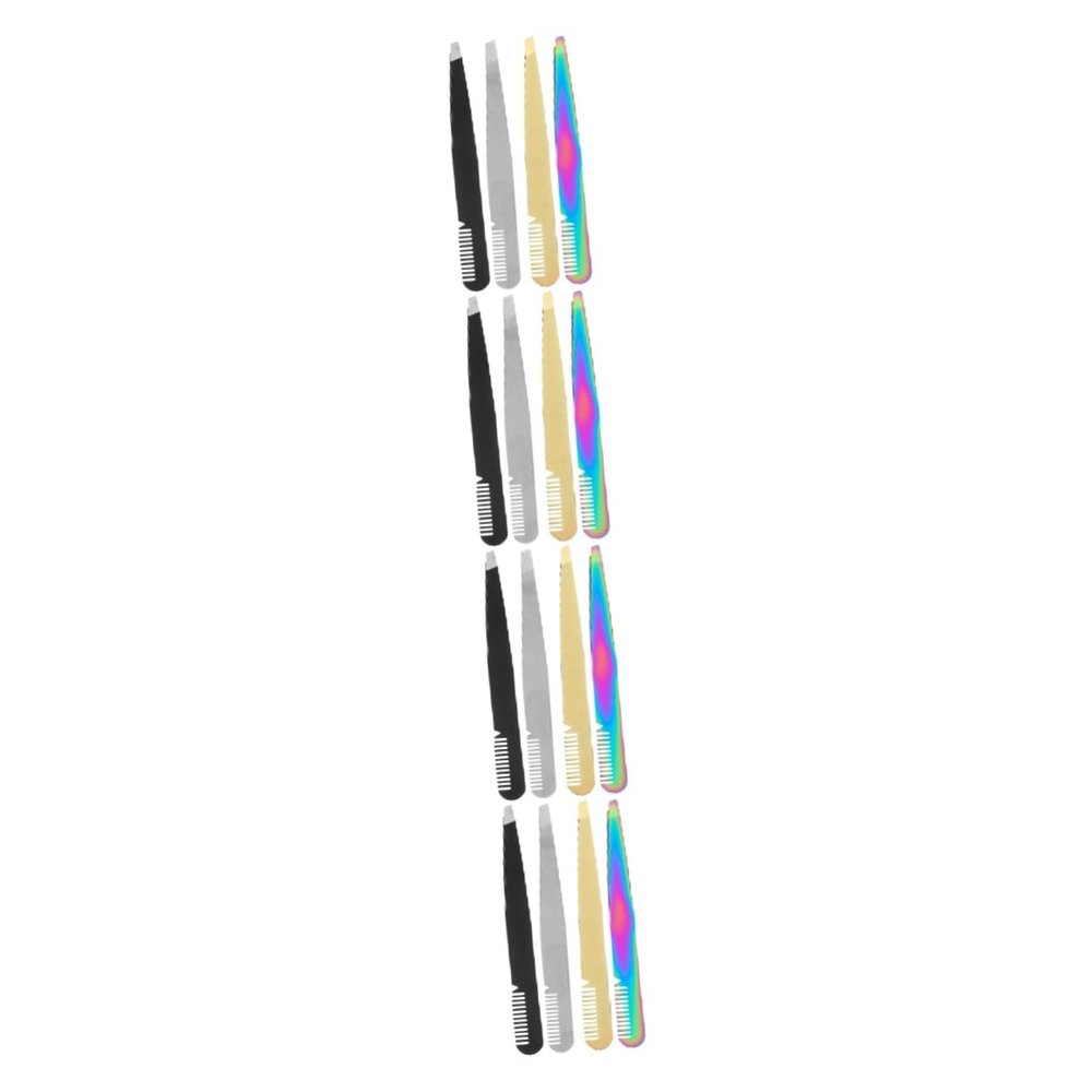 Beatifufu 16pcs Professional Eyebrow Tweezers Precision Plucking Tools for Facial Hair Eyelash Extensions and Grooming Portable Design