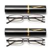 VANANA Slim Pocket Reading Glasses, Blue Light Blocking Magnifying Glasses, Metal Frame Spring Hinge Compact Readers with Portable Clip Case, Unisex for Men Women, Pack of 2 (Black, 2.5, x) view 1