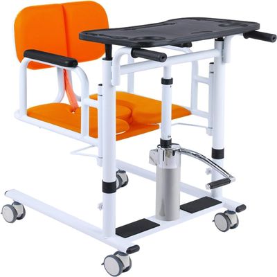 Hydraulic Patient Lift Transfer Chair for Home,Hydraulic Patient Lift Wheelchair for Home Portable Transfer Nursing Chair Lifter 180 Split Seat Cushion Bathroom Bedside Commode(Orange)
