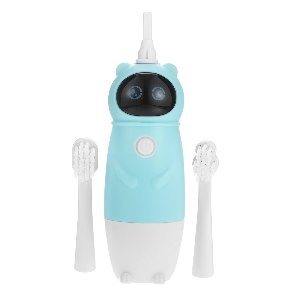 Anneome Kids Electric Toothbrush 3-12 Years with Supple Bristles, Blue Base and 2 Soft Replacement Heads, Childrens Automatic Tooth Cleaner for Gentle Oral Care