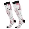 SKYSHU Bow Pink Compression Socks for Women Men(1 Pair), Non-Slip Circulation Knee High Stockings Long Tube Stocking for Running Cycling Travel Nurse Medical,20-30 mmHg view 1
