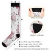SKYSHU Bow Pink Compression Socks for Women Men(1 Pair), Non-Slip Circulation Knee High Stockings Long Tube Stocking for Running Cycling Travel Nurse Medical,20-30 mmHg view 3