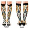 SKYSHU Aztec Compression Socks for Women Men(1 Pair), Non-Slip Circulation Knee High Stockings Long Tube Stocking for Running Cycling Travel Nurse Medical,20-30 mmHg view 2