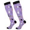 SKYSHU Halloween Ghost Pumpkin Compression Socks for Women Men(1 Pair), Non-Slip Circulation Knee High Stockings Long Tube Stocking for Running Cycling Travel Nurse Medical,20-30 mmHg view 1