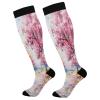 SKYSHU Painting Tree Compression Socks for Women Men(1 Pair), Non-Slip Circulation Knee High Stockings Long Tube Stocking for Running Cycling Travel Nurse Medical,20-30 mmHg view 1