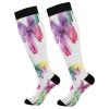 SKYSHU Butterfly Compression Socks for Women Men(1 Pair), Non-Slip Circulation Knee High Stockings Long Tube Stocking for Running Cycling Travel Nurse Medical,20-30 mmHg view 1
