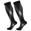 SKYSHU Check Plaid Compression Socks for Women Men(1 Pair), Non-Slip Circulation Knee High Stockings Long Tube Stocking for Running Cycling Travel Nurse Medical,20-30 mmHg view 1