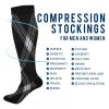 SKYSHU Check Plaid Compression Socks for Women Men(1 Pair), Non-Slip Circulation Knee High Stockings Long Tube Stocking for Running Cycling Travel Nurse Medical,20-30 mmHg view 4