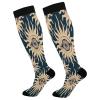 SKYSHU Evil Eye Sun Compression Socks for Women Men(1 Pair), Non-Slip Circulation Knee High Stockings Long Tube Stocking for Running Cycling Travel Nurse Medical,20-30 mmHg view 1