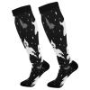 SKYSHU Halloween Ghost Compression Socks for Women Men(1 Pair), Non-Slip Circulation Knee High Stockings Long Tube Stocking for Running Cycling Travel Nurse Medical,20-30 mmHg view 1