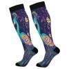 SKYSHU Peacock Compression Socks for Women Men(1 Pair), Non-Slip Circulation Knee High Stockings Long Tube Stocking for Running Cycling Travel Nurse Medical,20-30 mmHg view 1