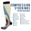 SKYSHU Shark Compression Socks for Women Men(1 Pair), Non-Slip Circulation Knee High Stockings Long Tube Stocking for Running Cycling Travel Nurse Medical,20-30 mmHg view 4