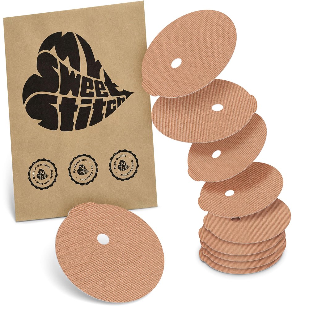 MySweetStitch - 10 x Dexcom G7 Underpatch, Skin-Friendly Patches Under The Diabetes Sensor - Latex-Free, Protection, no Irritation, Waterproof, Made in Germany, Beige