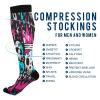 SKYSHU Skull Compression Socks for Women Men(1 Pair), Non-Slip Circulation Knee High Stockings Long Tube Stocking for Running Cycling Travel Nurse Medical,20-30 mmHg view 4