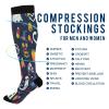 SKYSHU Halloween Ghost Compression Socks for Women Men(1 Pair), Non-Slip Circulation Knee High Stockings Long Tube Stocking for Running Cycling Travel Nurse Medical,20-30 mmHg view 4