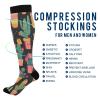 SKYSHU Cactus Compression Socks for Women Men(1 Pair), Non-Slip Circulation Knee High Stockings Long Tube Stocking for Running Cycling Travel Nurse Medical,20-30 mmHg view 4