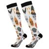 SKYSHU Halloween Cat Compression Socks for Women Men(1 Pair), Non-Slip Circulation Knee High Stockings Long Tube Stocking for Running Cycling Travel Nurse Medical,20-30 mmHg view 1