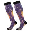 SKYSHU Halloween Skull Compression Socks for Women Men(1 Pair), Non-Slip Circulation Knee High Stockings Long Tube Stocking for Running Cycling Travel Nurse Medical,20-30 mmHg view 1