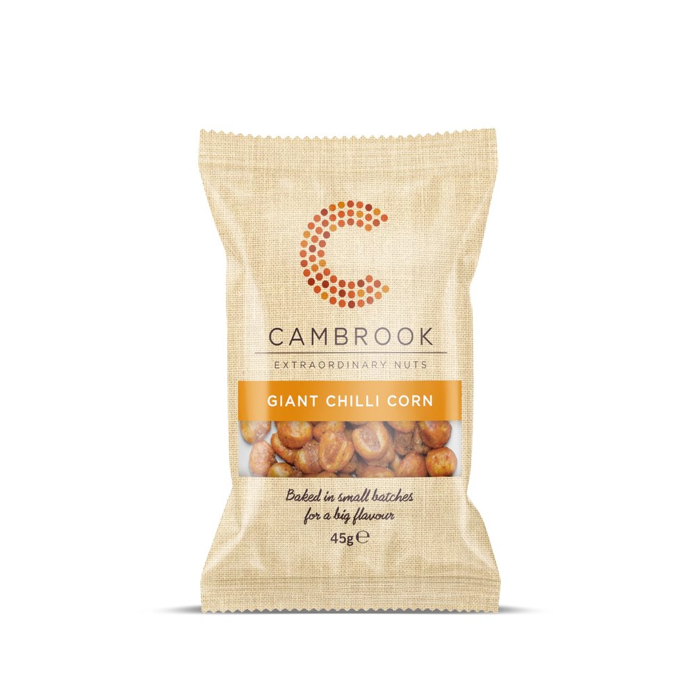 Cambrook - Giant Chilli Corn, 32g Bags, Pack of 24