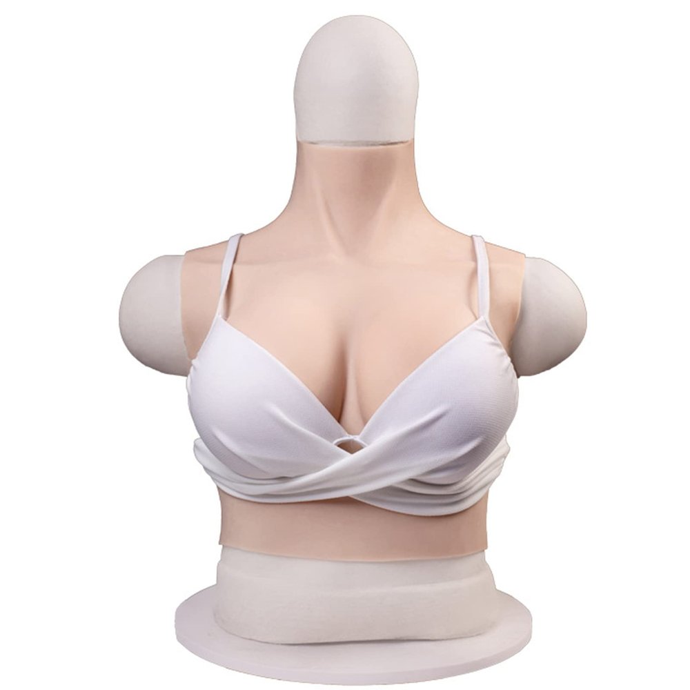 XRSMOU Silicone Breast Armor, Silicone Filled Artificial Breasts, Fake Breasts with Realistic Shape and Feel,for Role Playing, Transgender, Drag Queens (White D)