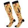 SKYSHU Halloween Ghost Pumpkin Compression Socks for Women Men(1 Pair), Non-Slip Circulation Knee High Stockings Long Tube Stocking for Running Cycling Travel Nurse Medical,20-30 mmHg view 1