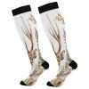 SKYSHU Deer Compression Socks for Women Men(1 Pair), Non-Slip Circulation Knee High Stockings Long Tube Stocking for Running Cycling Travel Nurse Medical,20-30 mmHg view 1