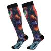 SKYSHU Halloween Evil Eye Compression Socks for Women Men(1 Pair), Non-Slip Circulation Knee High Stockings Long Tube Stocking for Running Cycling Travel Nurse Medical,20-30 mmHg view 1