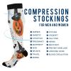 SKYSHU Halloween Witch Compression Socks for Women Men(1 Pair), Non-Slip Circulation Knee High Stockings Long Tube Stocking for Running Cycling Travel Nurse Medical,20-30 mmHg view 4