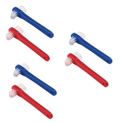 Anneome 6pcs Double-Head Toothbrush for Braces Soft Bristle Denture Toothbrush Blue Portable Ergonomic Handle