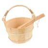 KONTONTY Classic Wooden Sauna Bucket Wood Barrel with Plastic Liner for Home and Spa Use Practical Handheld Water Scoop Set for Sauna and Steam Room Bathing Decorative Wood Barrel view 1
