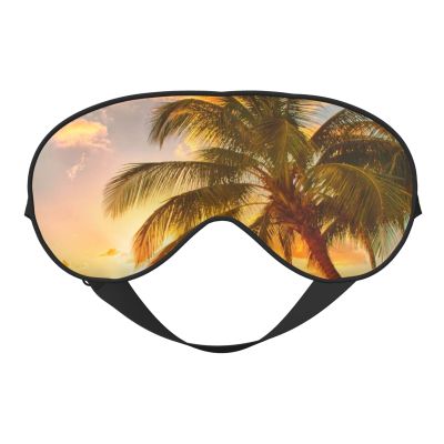 Tropical Beach Palm Tree Sunset Soft Eye Mask Dual-Sided Comfortable Sleep Aid for Serenity and Relaxation, Eye Cover, Blindfold, Light-Blocking Mask, Travel Mask, Portable Eye Mask