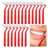 Interdental Brushes Red,20Pcs Interdental Brush Universal Dental Brushes with Non-Slip Handle,L Shaped Dental Floss Brush Angle Alternative Brushes Inter Dental Brushes for Braces Oral Cleaning view 1