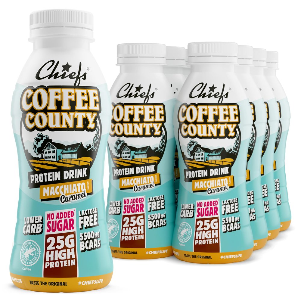CHIEFS High 25g Protein Shake - Coffee Flavour - No Added Sugar Lactose free - Gluten Free - Lower Carb - Ready to Drink - 8x300ml Bottles