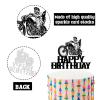 Glitter Motorcycle And Cool Biker Happy Birthday Cake Topper, Motorbike Rider Racing Theme Party, Cool Skull Theme Party Decoration Supplies view 2