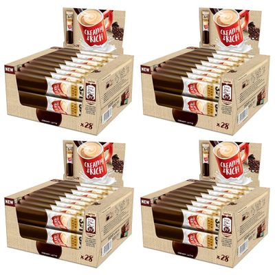 Instant Coffee Sachets Single Serving 3in1 Strong Original Creamy Long Fresh Date (112 Sachets, Creamy)